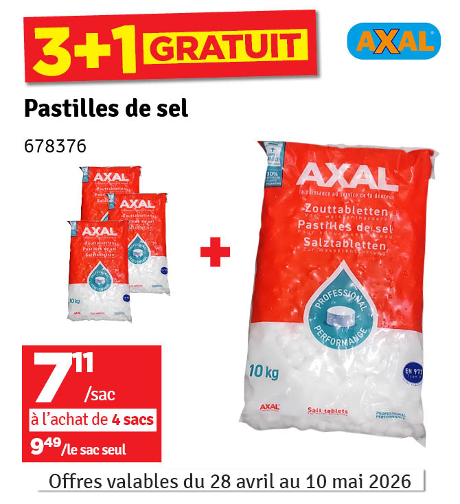 Pastilles de sel pour adoucisseurs d'eau 10 kg AXAL